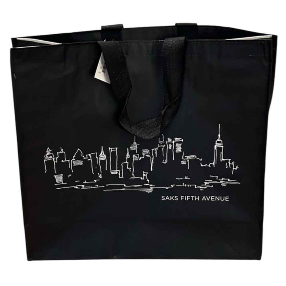 Saks Fifth Avenue Large Black Skyline NYC Tote